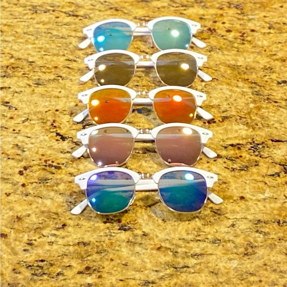 Kids Retro Fashion White Half Frame Flash Mirror Lens Sunglasses Mirrored Shades